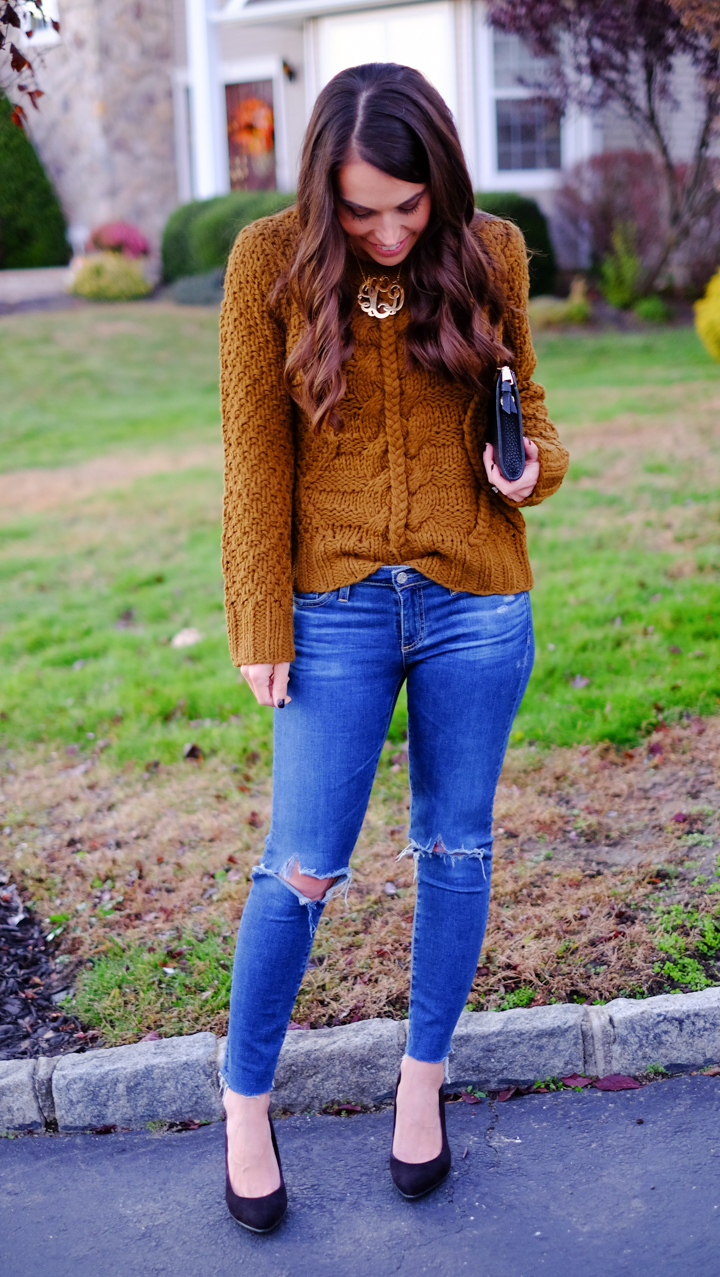 Cable Knit Sweater Thanksgiving Outfit Idea MrsCasual