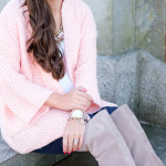 blush pink knit cardigan mrscasual fall outfits cute styles