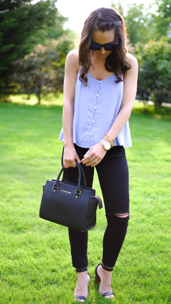 Black and blue outfit