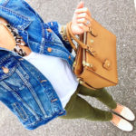 Army Green jeans outfit denim jacket