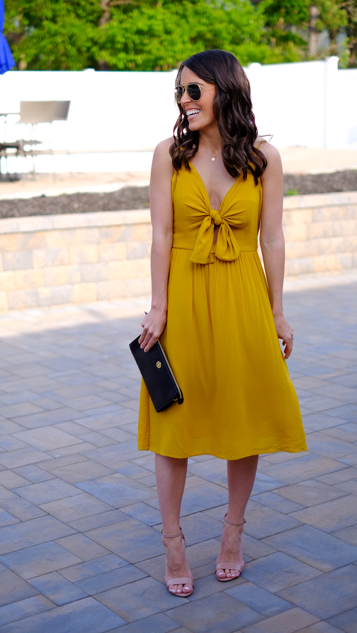 Leith yellow tie dress front mrscasual instagram