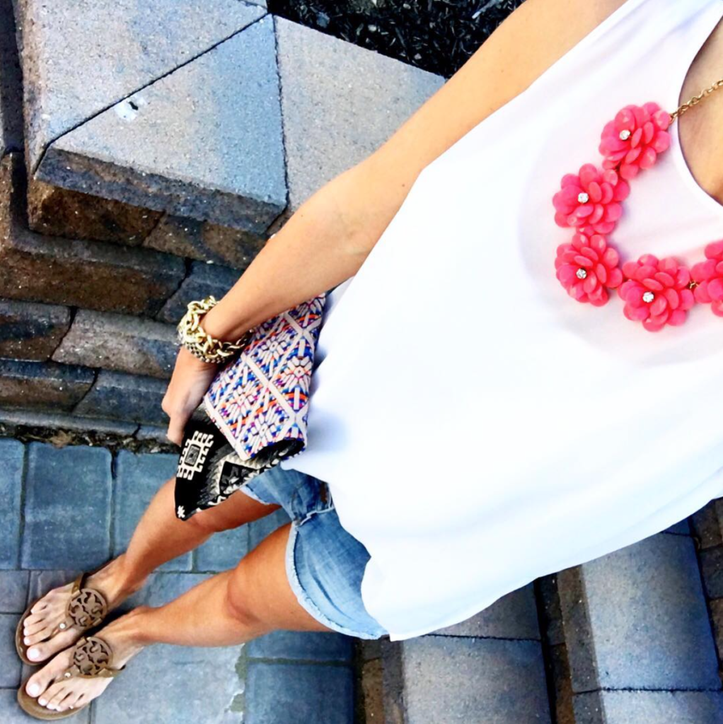 White tank Denim Shorts