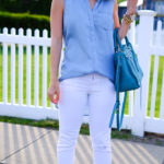 White jeans sleeveless chambray mrscasual summer outfits