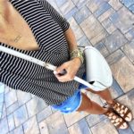 striped tee shirt Dolce Vita Lace up sandals mrscasual blog