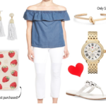 Chambray off the shoulder Chelsea28 summer outfit inspiration