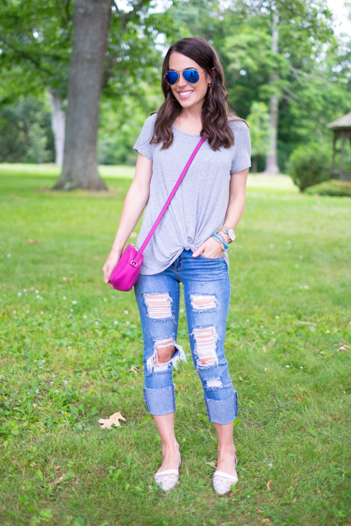 Summertime Casual Outfit in My Favorite Destroyed Jeans
