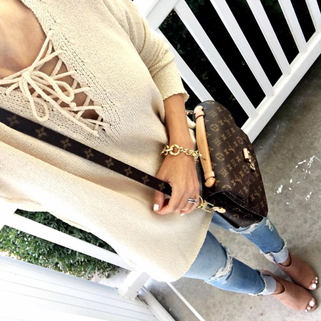 Lace up sweater