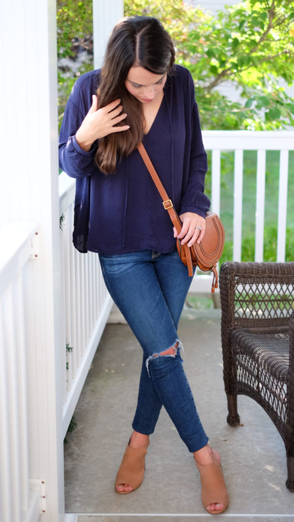 Navy and brown outfit