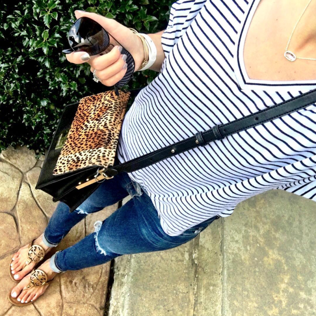 topshop, AG legging ankle jeans, vince camuto leopard crossbody, Tory Burch Miller