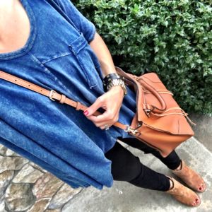 black brown and blue outfit