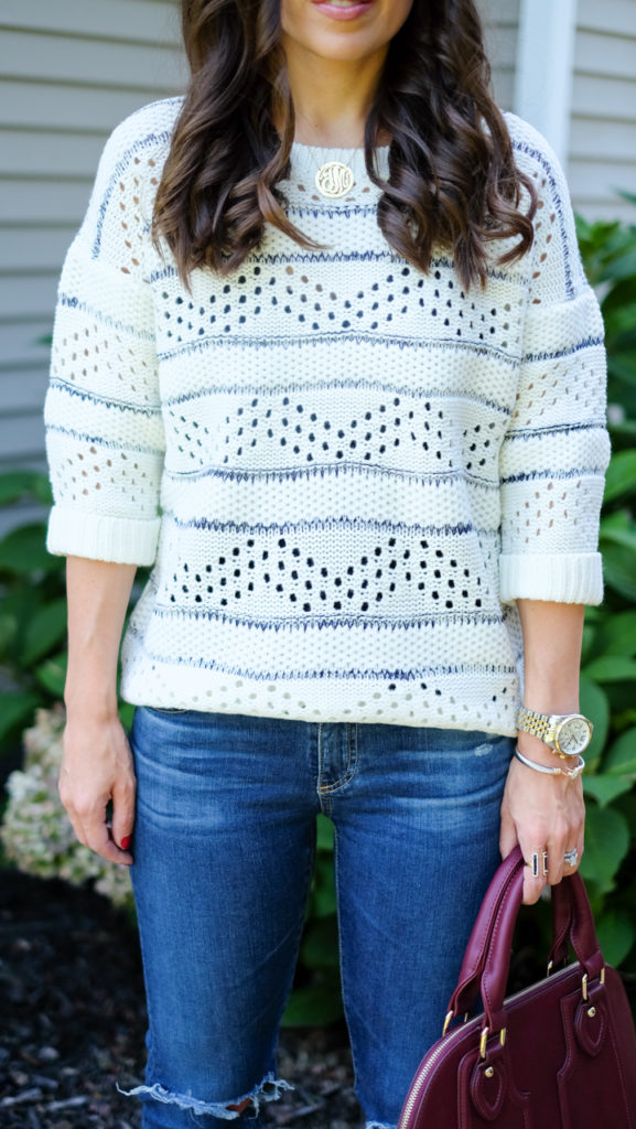 elodie-stripe-pointelle-knit-sweater