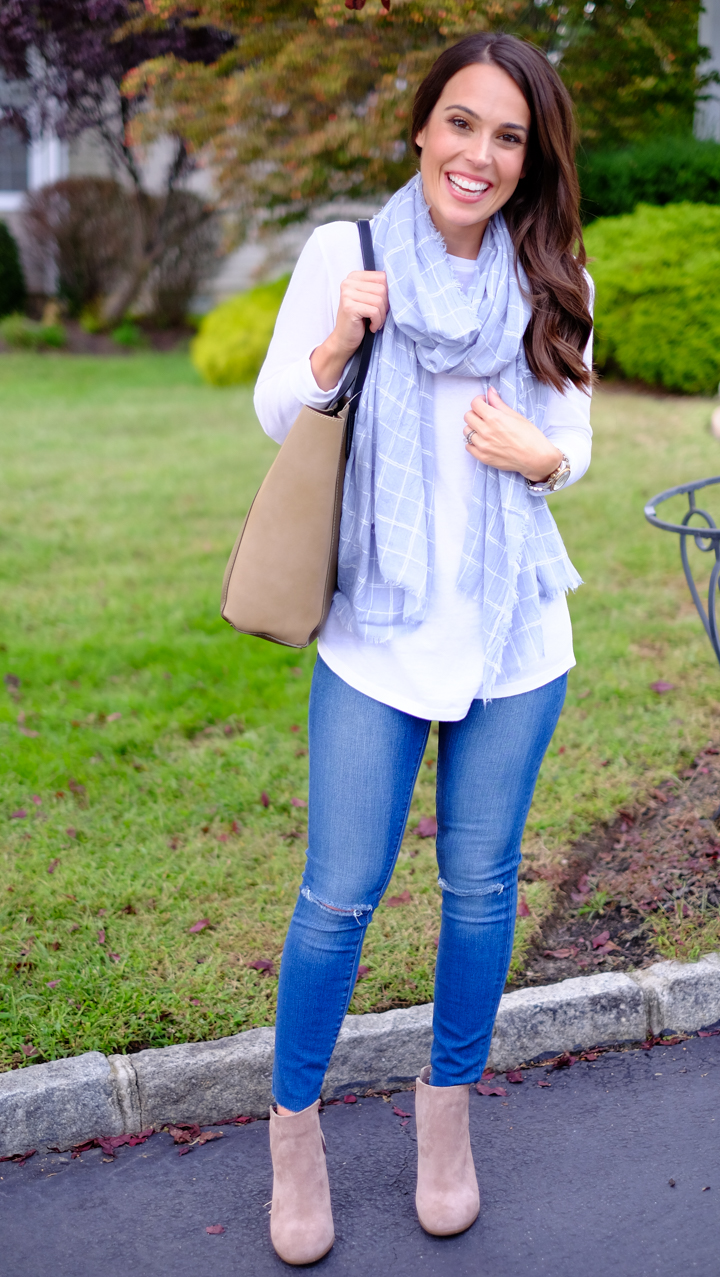 Casual Fall Outfit: Scarf + Booties | MrsCasual