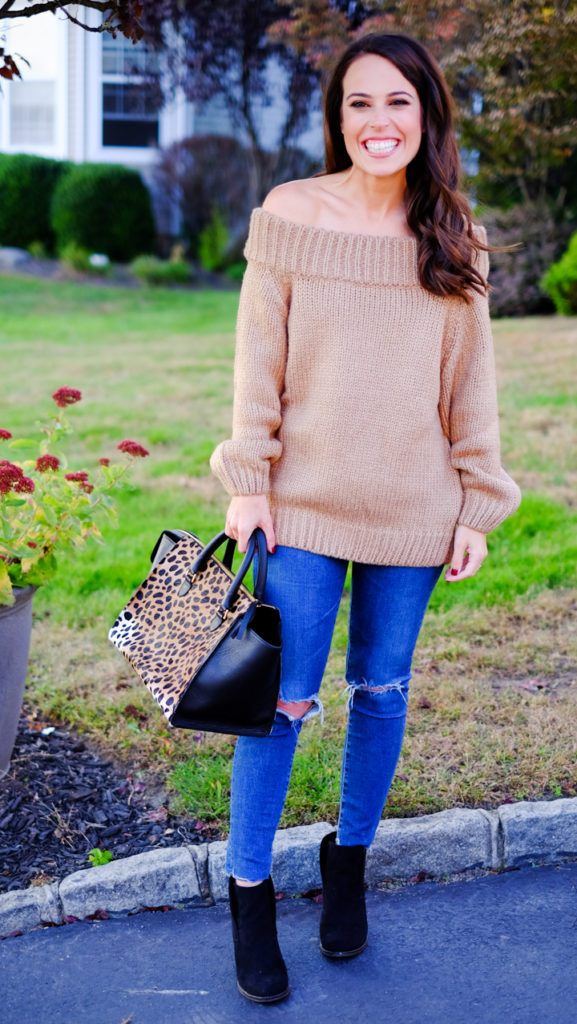 Camel On or Off the Shoulder Sweater | MrsCasual