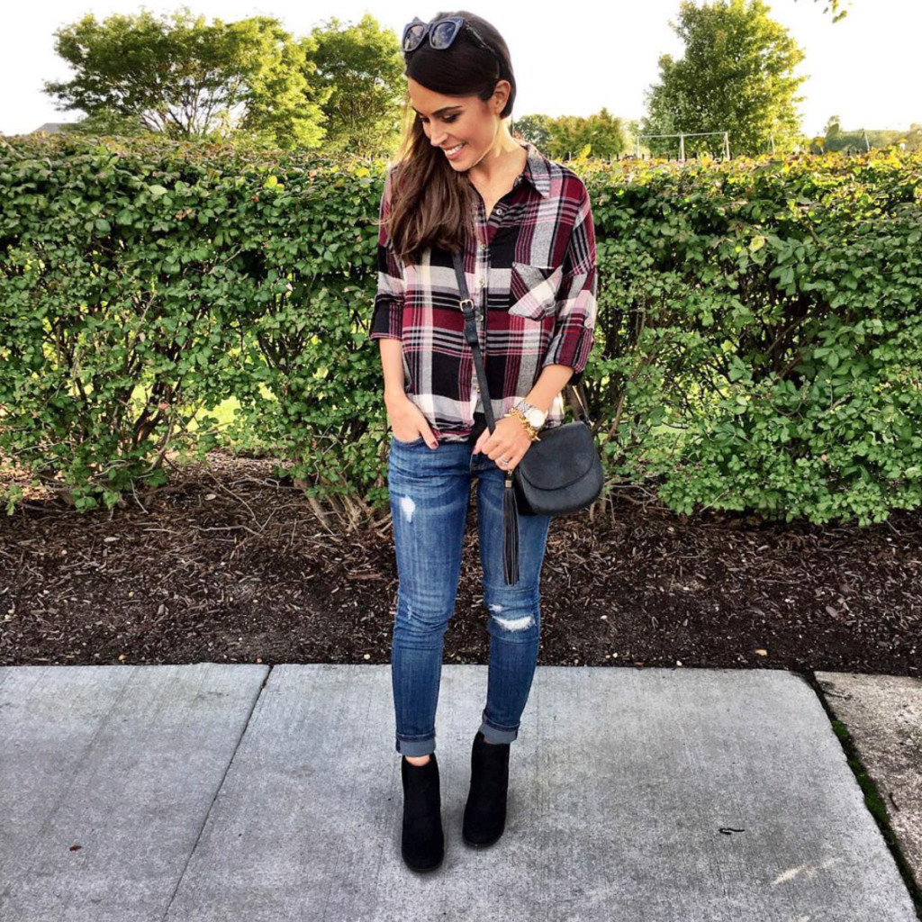 plaid pre knotted top