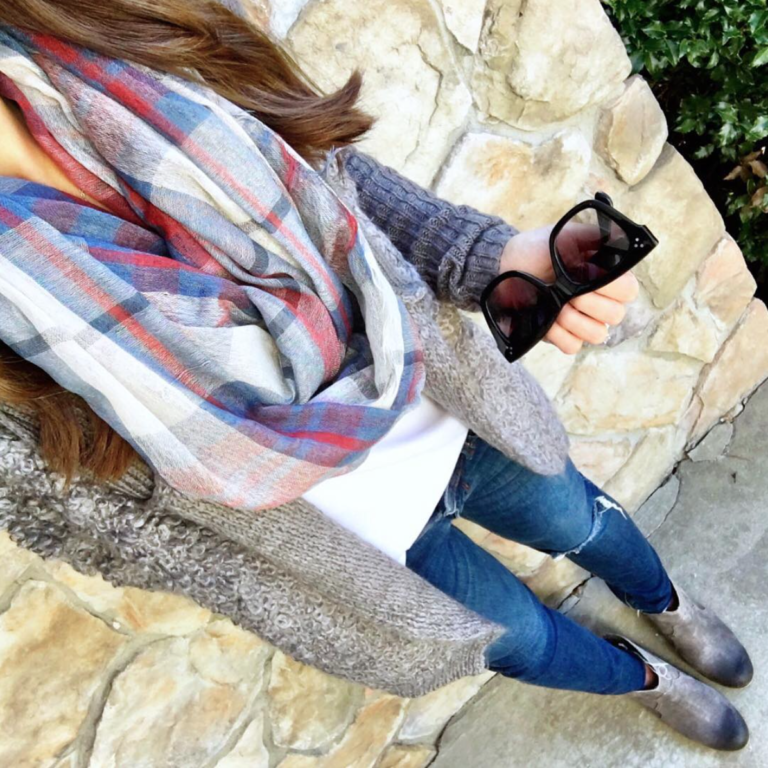 Plaid Scarf and Cardigan | MrsCasual