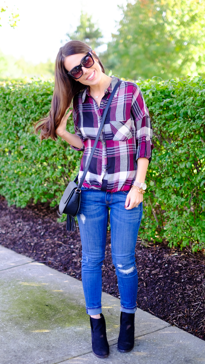 Twist Front Plaid Shirt | MrsCasual