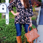 Floral top & knee boots