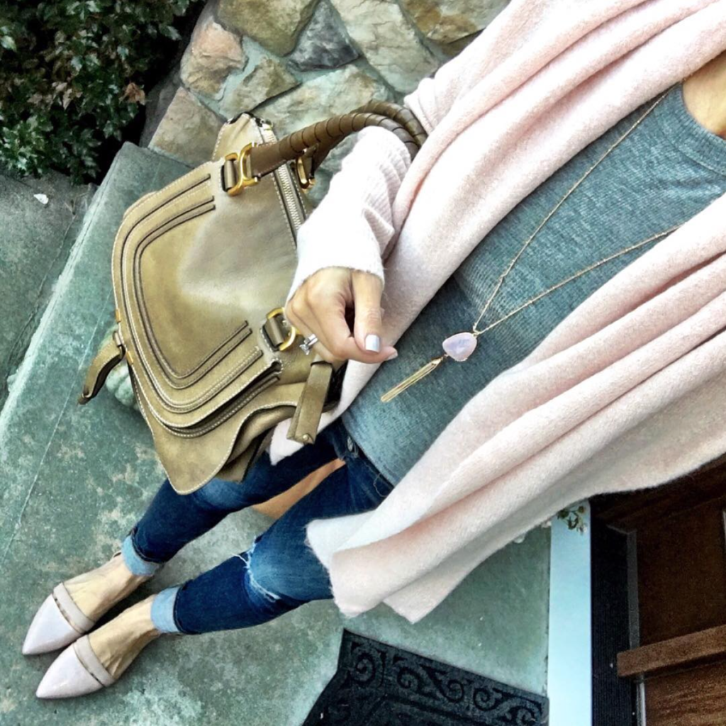 blush pink cardigan