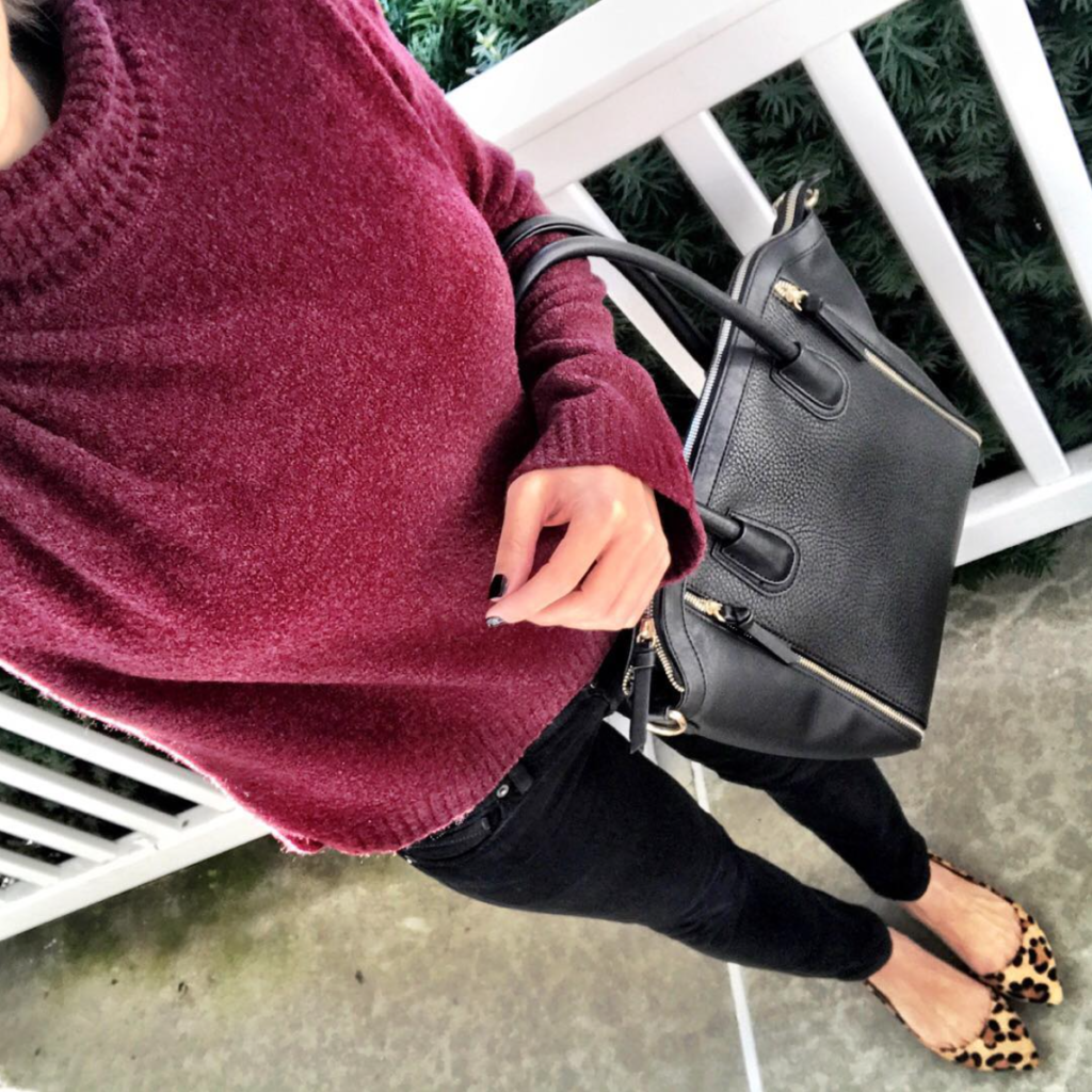 Burgundy soft turtleneck sweater