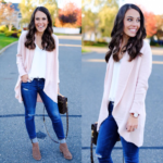 soft pink cardigan