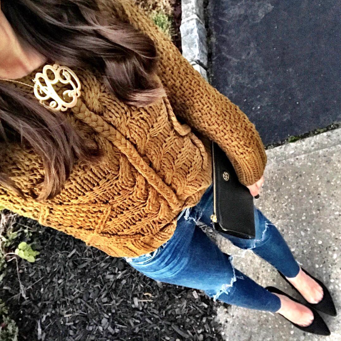 Gold Cable Knit Sweater | MrsCasual