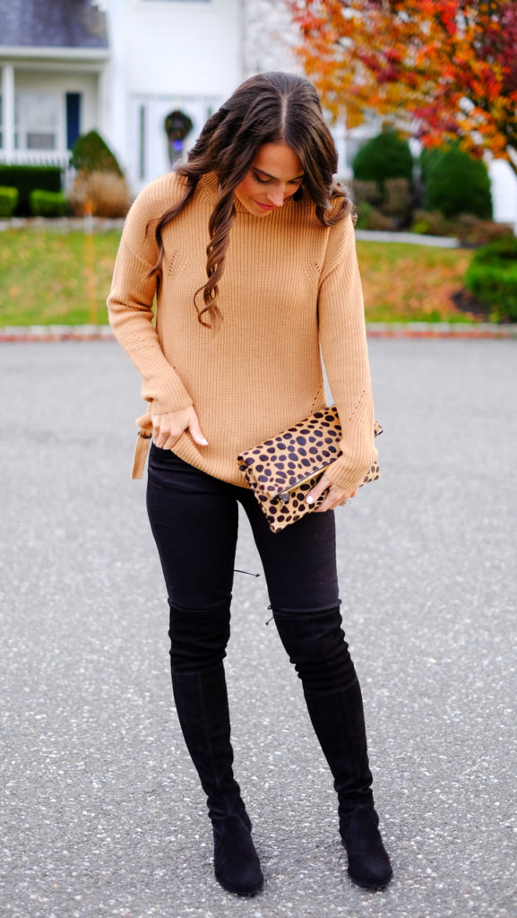 camel-sweater-leopard-clutch