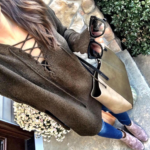 olive lace up sweater