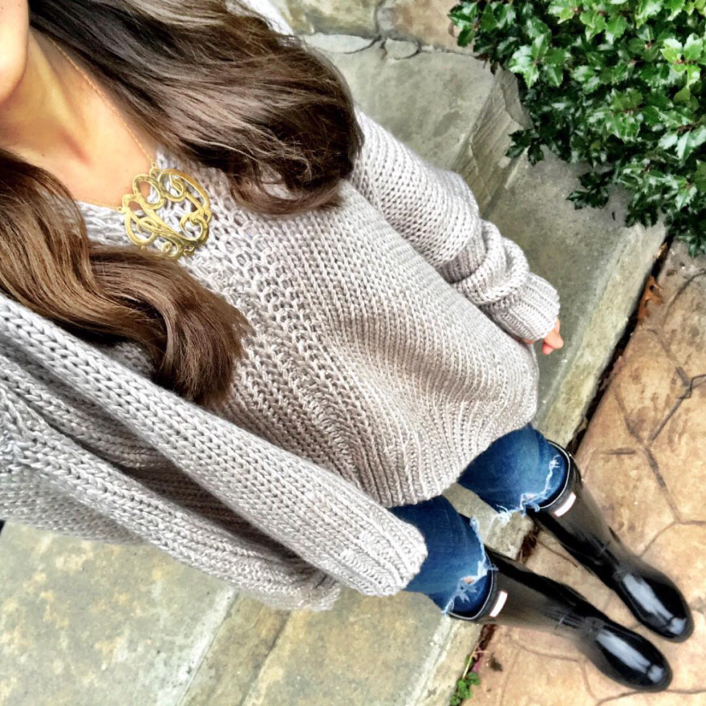 gray oversized sweater