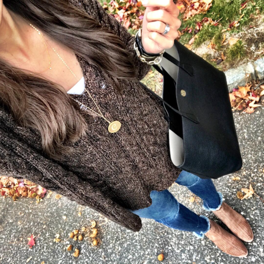 brown and black sweater