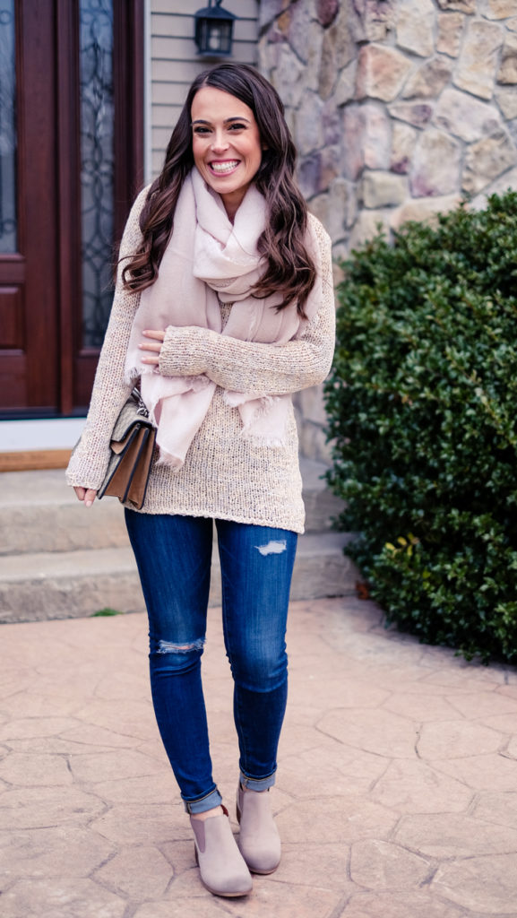 Leith open knit sweater outfit