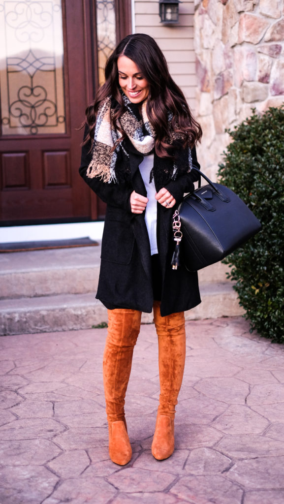 black and tan scarf outfit