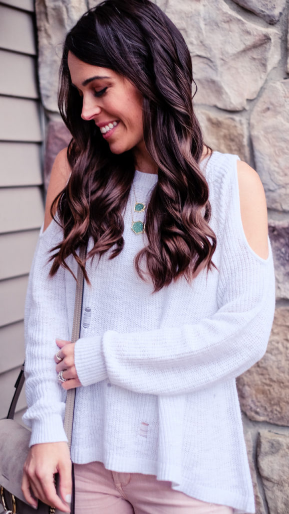 BP white cold shoulder sweater