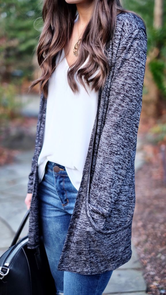 shein black pocket cardigan