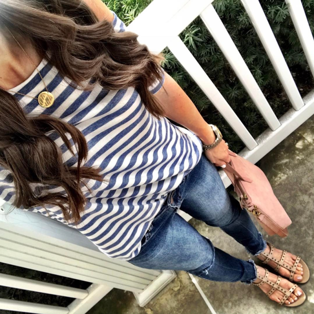 cold shoulder striped top