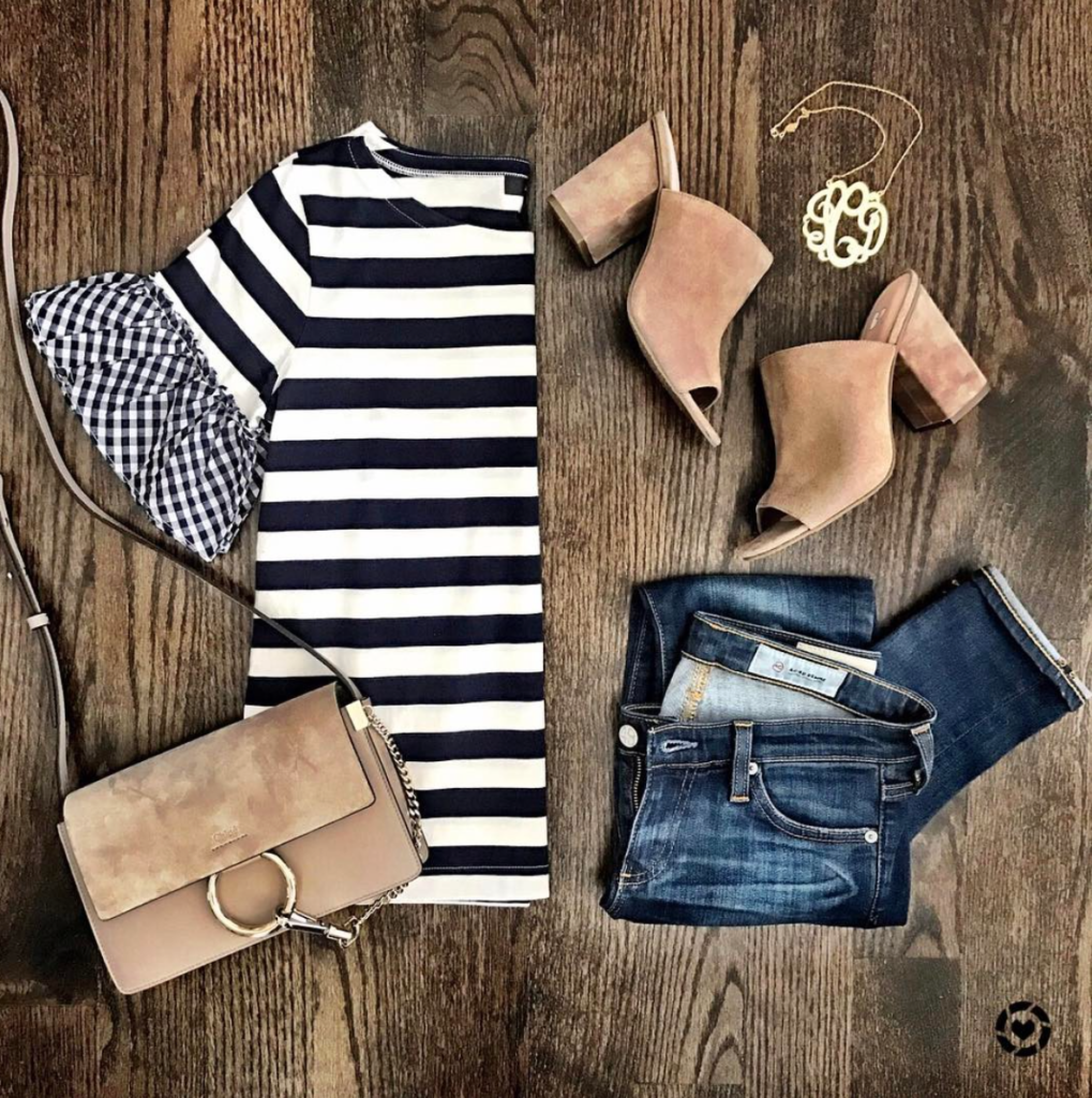 ruffle sleeve striped shirt outfit