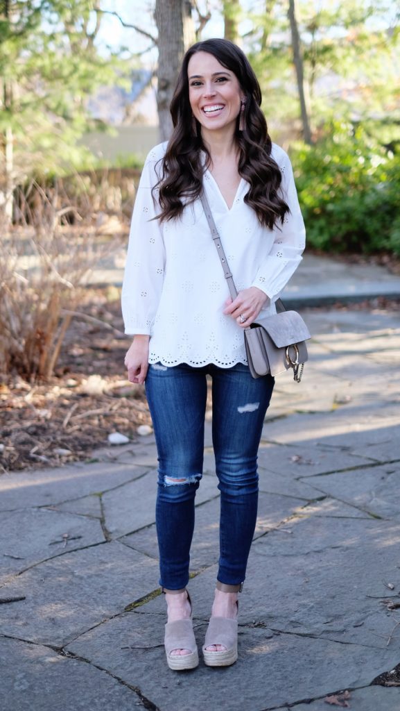 white eyelet top outfit