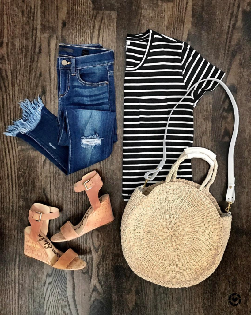 black and white striped tee outfit