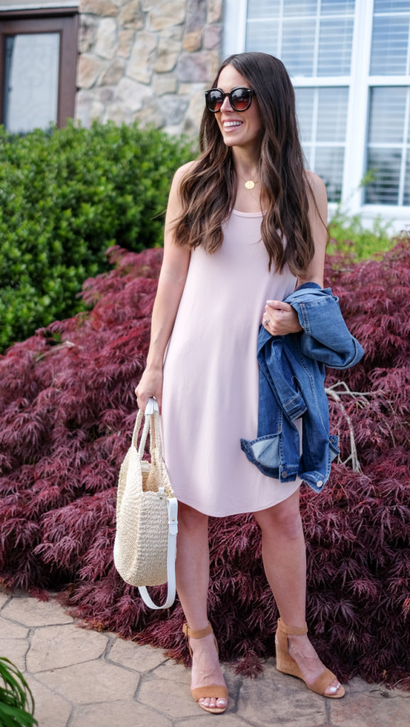 casual light pink dress outfit