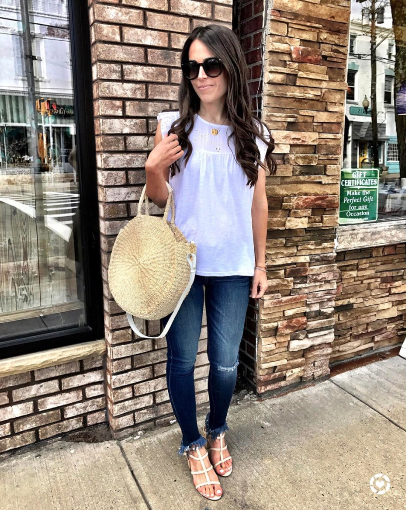 white eyelet top outfit