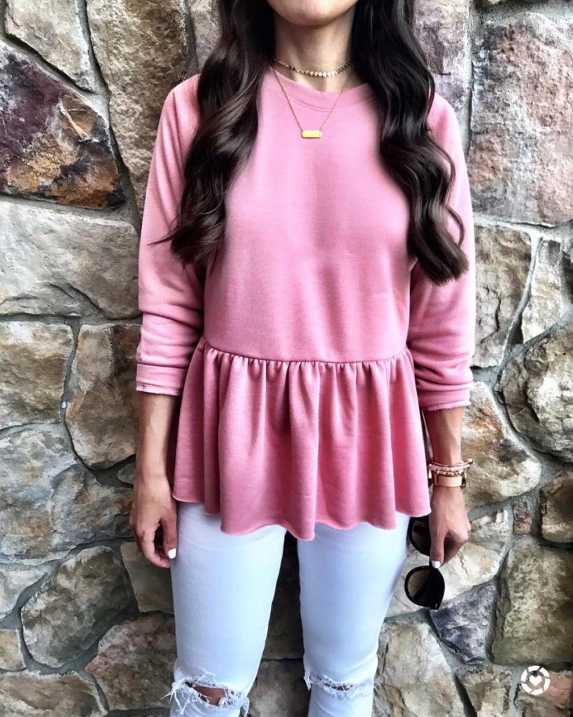caslon pink peplum sweatshirt