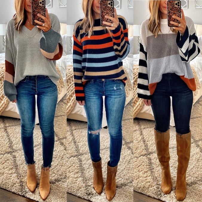 Sweater jeans and boots 2024 outfit