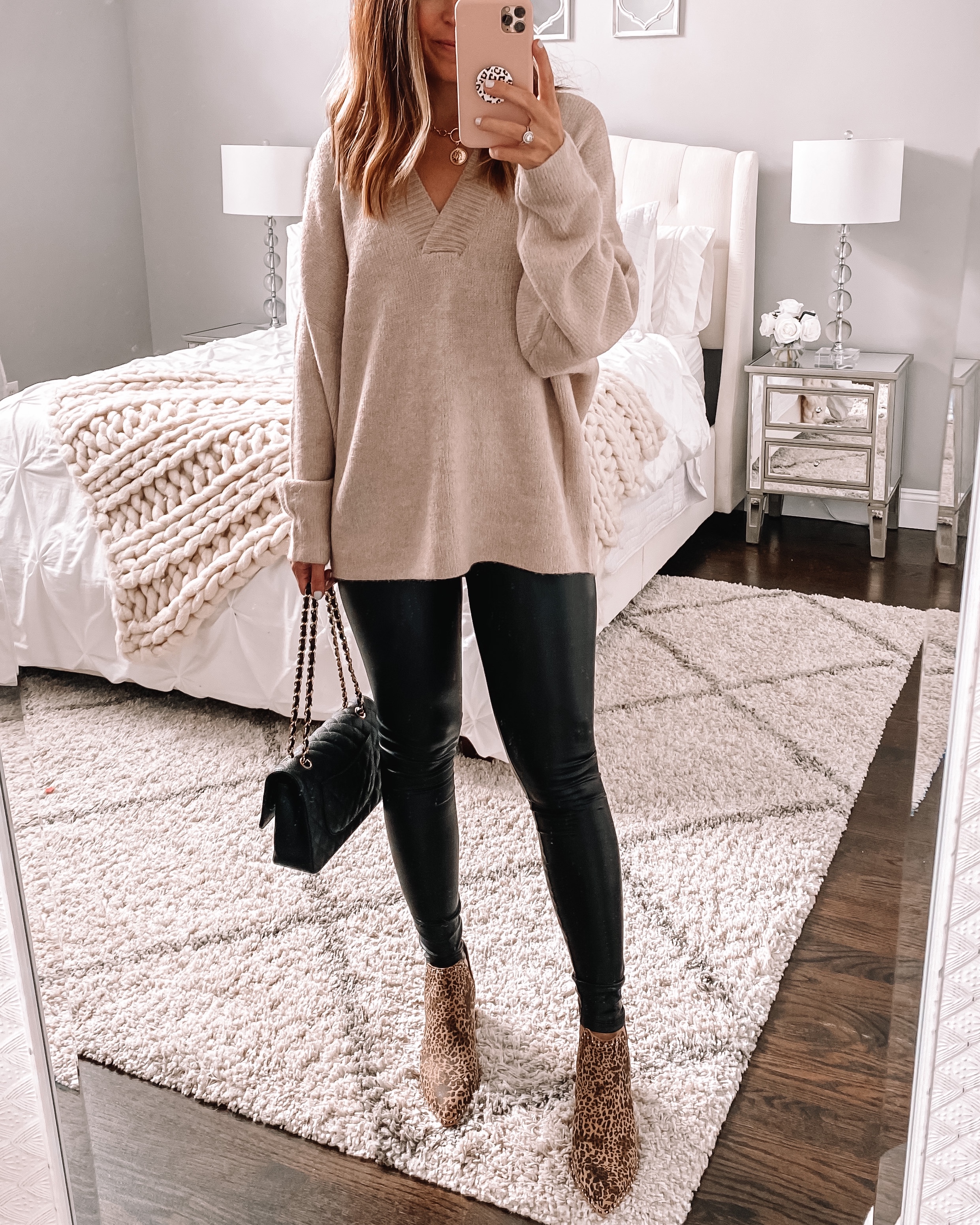 Fall Outfit Ideas with Commando Faux Leather Leggings - Blushing Rose Style  Blog